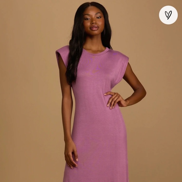 NWT Lulu's Daily Fave Mauve Purple Padded Shoulder Sleeveless Maxi Dress small - Picture 3 of 13
